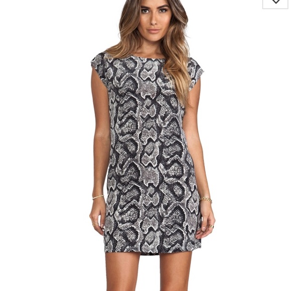 • Joie • Snake Skin Print Silk Dress Small Gray - Picture 2 of 4